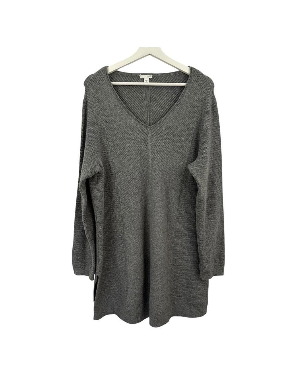 J. Jill Women’s Grey V-Neck Long Sleeve Sweater Size 1X
